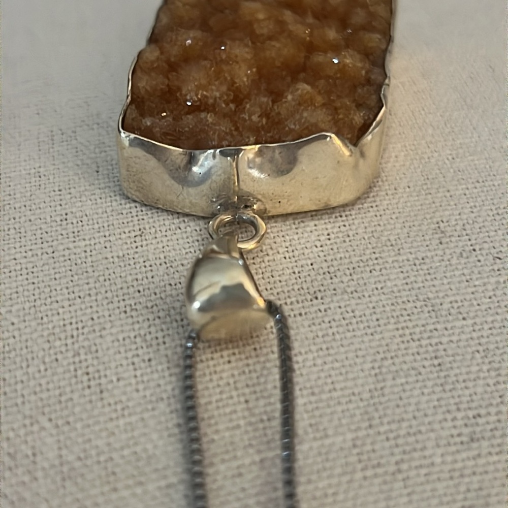 Citrine Druzy and Sterling Silver Pendant - Picture 5 of 11